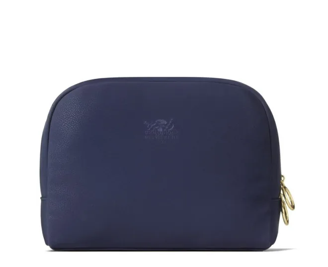 BLUE SUEDE TOILETRY POUCH